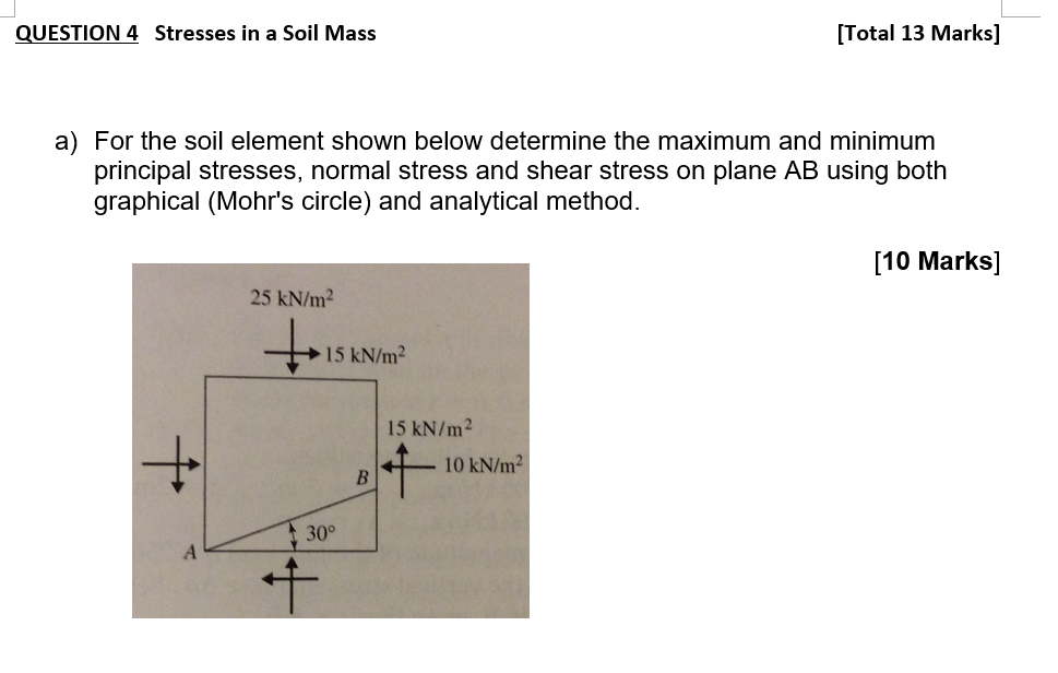 QUESTION 4 Stresses in a Soil Mass [ Total 1 3