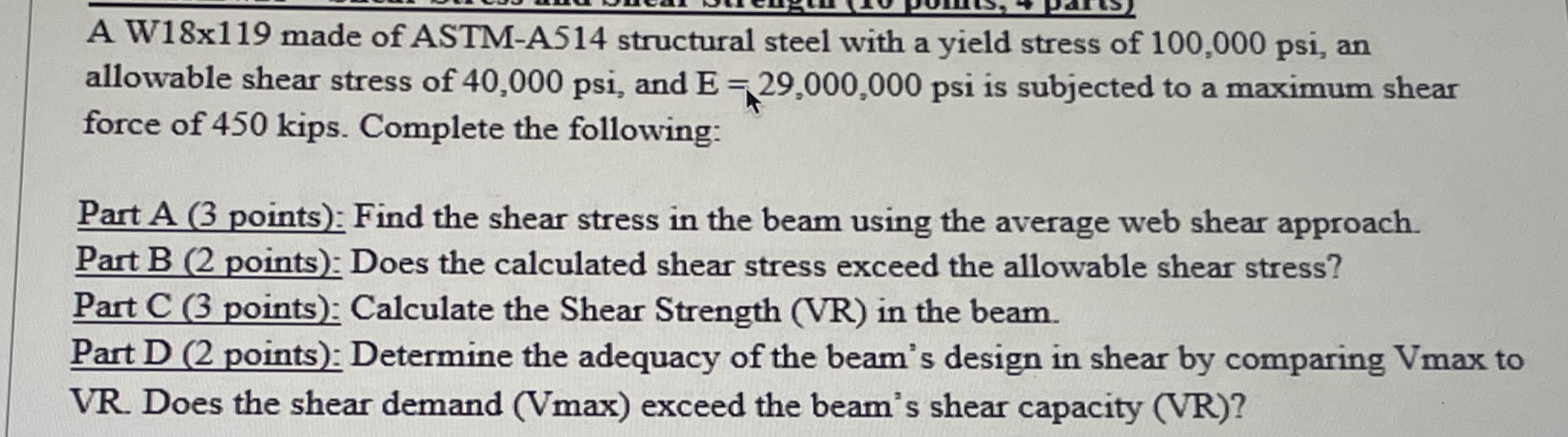 A W 1 8 x 1 1 9 made of ASTM - A 5 1 4 structural