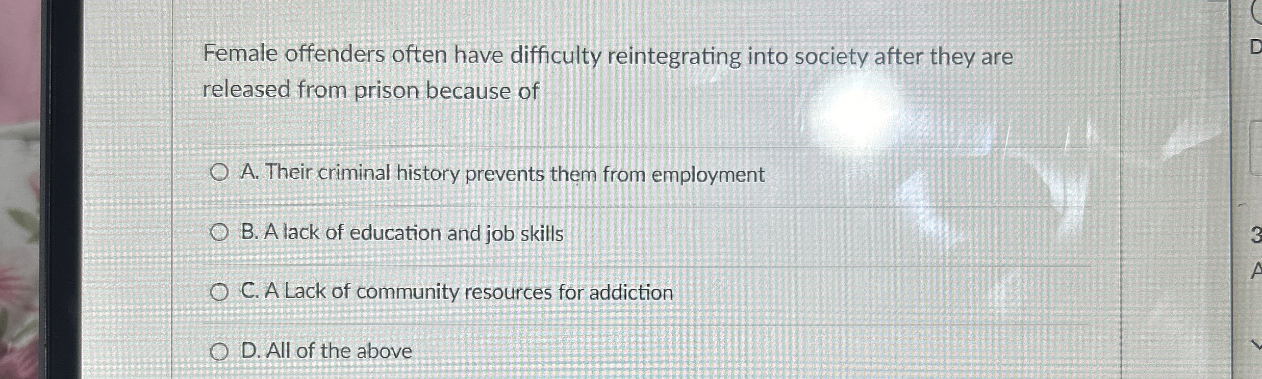 Female offenders often have difficulty