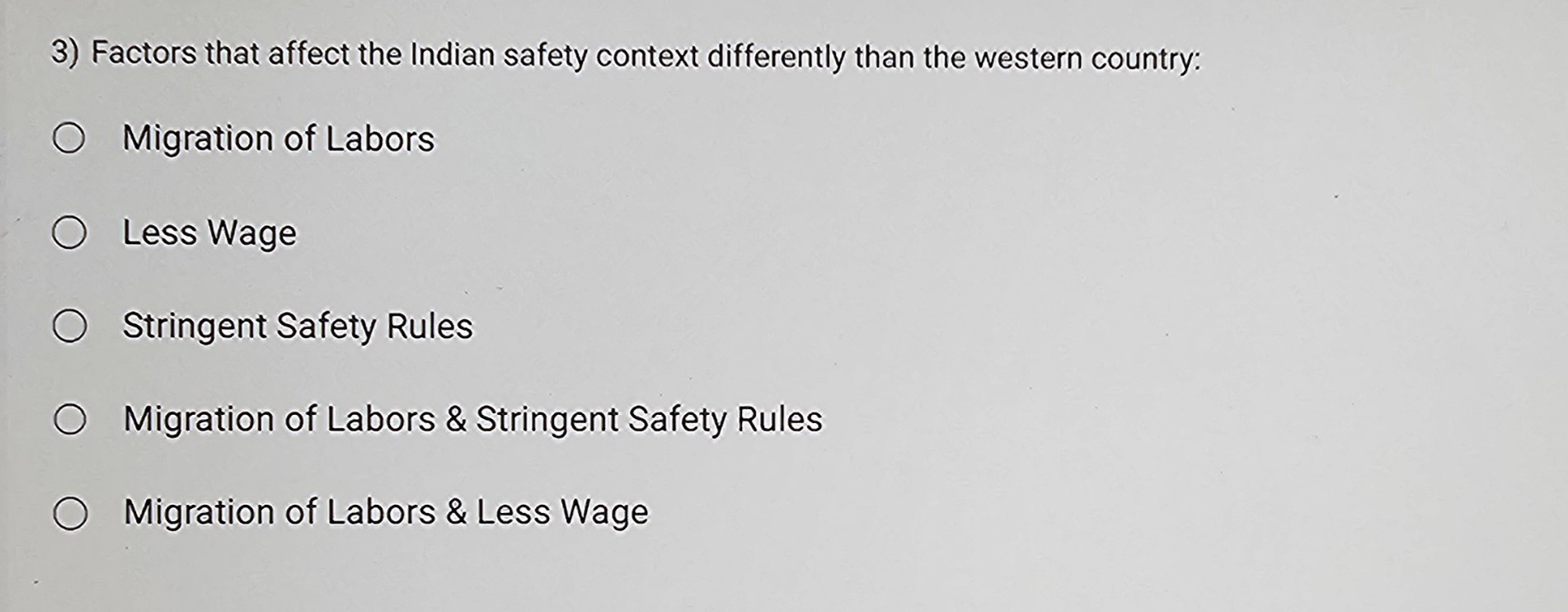 Factors that affect the Indian safety context