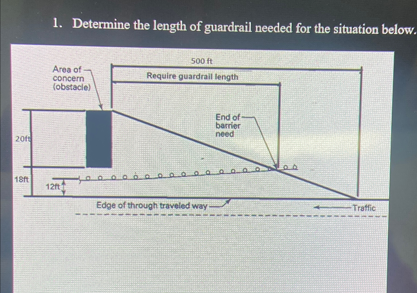 Determine the length of guardrail needed for the