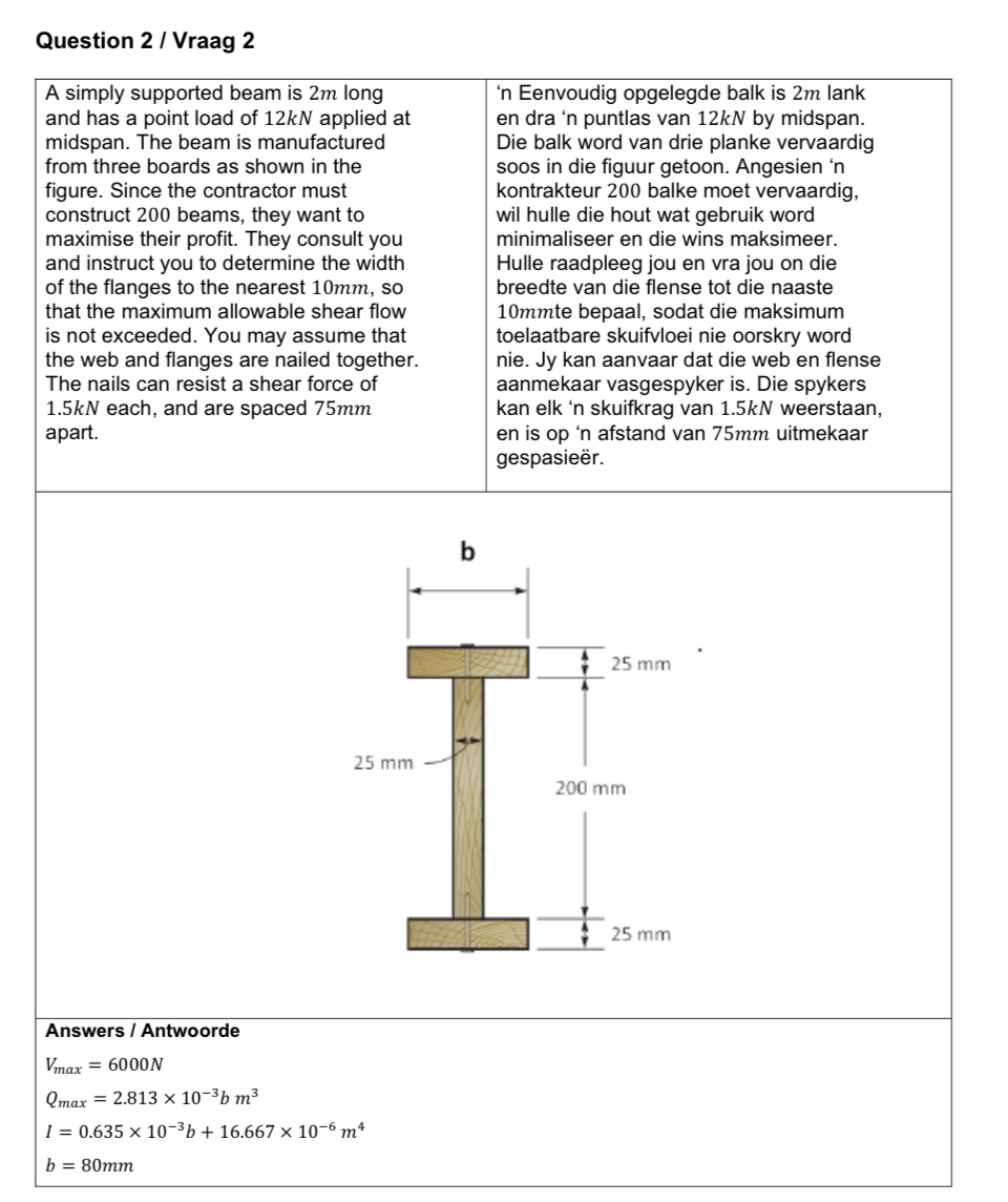 Question 2 / Vraag 2 \ table [ [ \ table [ [ A