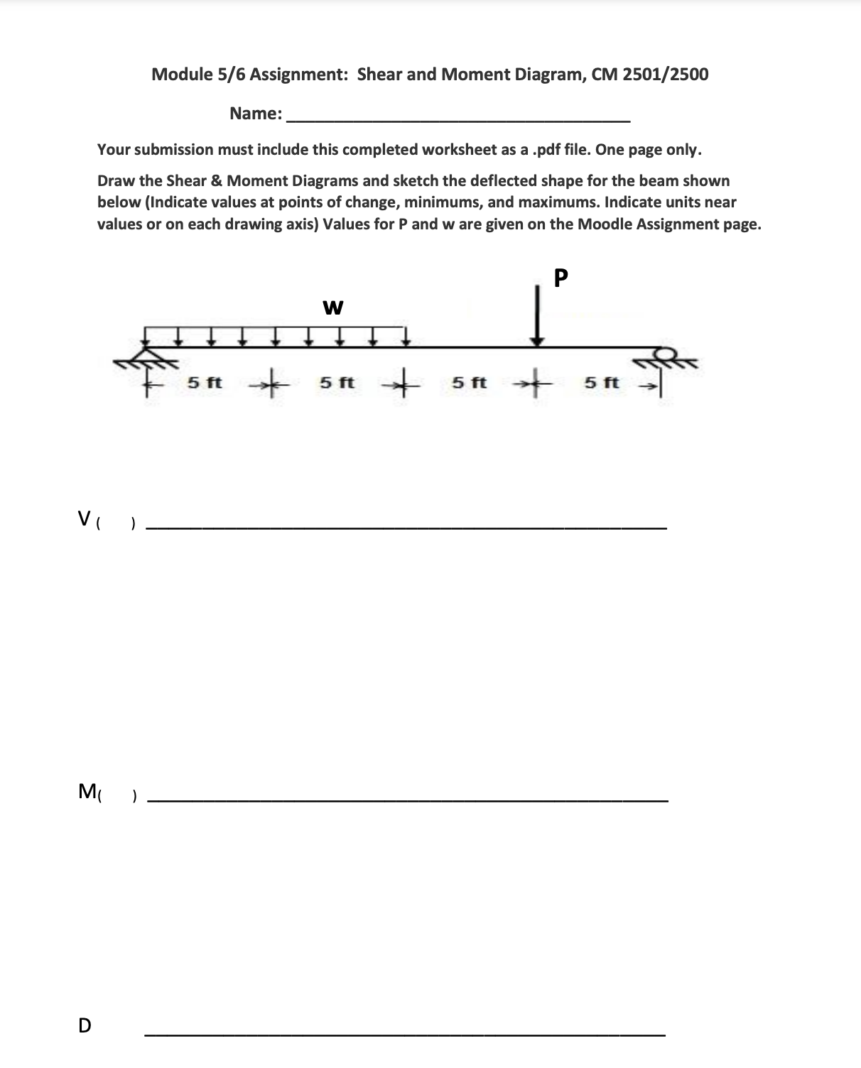 Module 5 / 6 Assignment: Shear and Moment