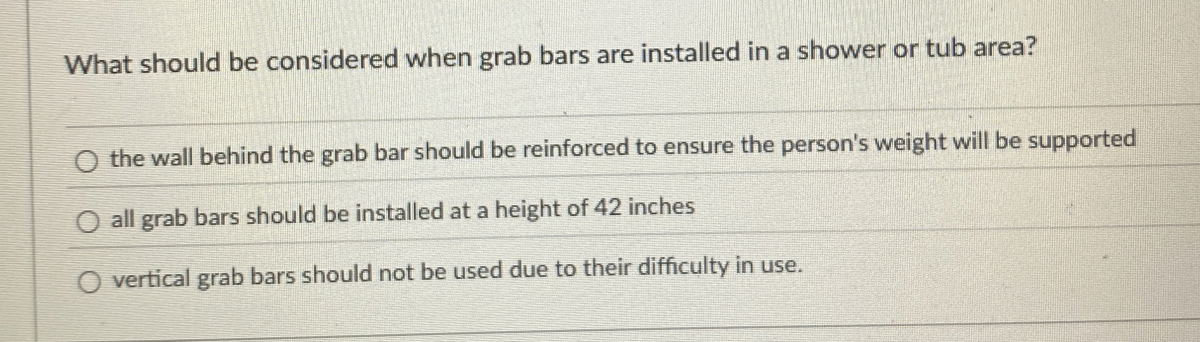 What should be considered when grab bars are