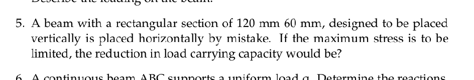 A beam with a rectangular section of 1 2 0 m m 6