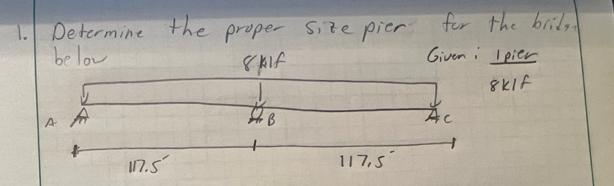 Determine the proper size pier for the bridge
