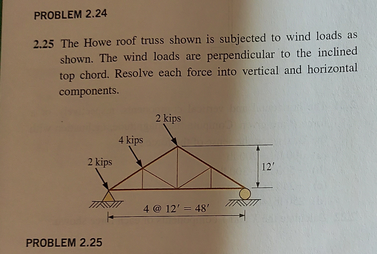 PROBLEM 2 . 2 4 2 . 2 5 The Howe roof truss shown