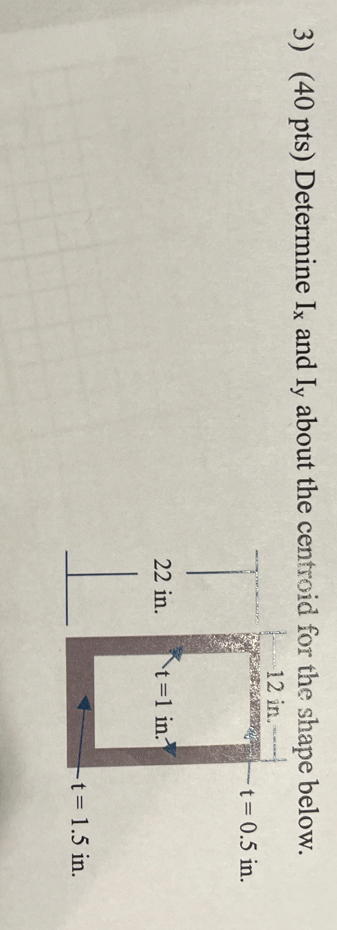 ( 4 0 pts ) Determine I x and I y about the