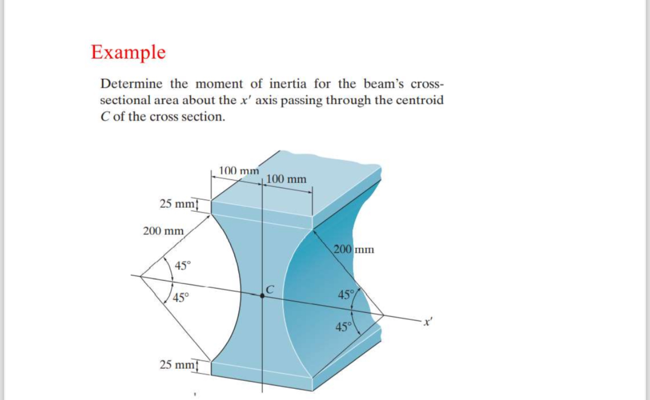 Determine the moment of inertia for the beam's