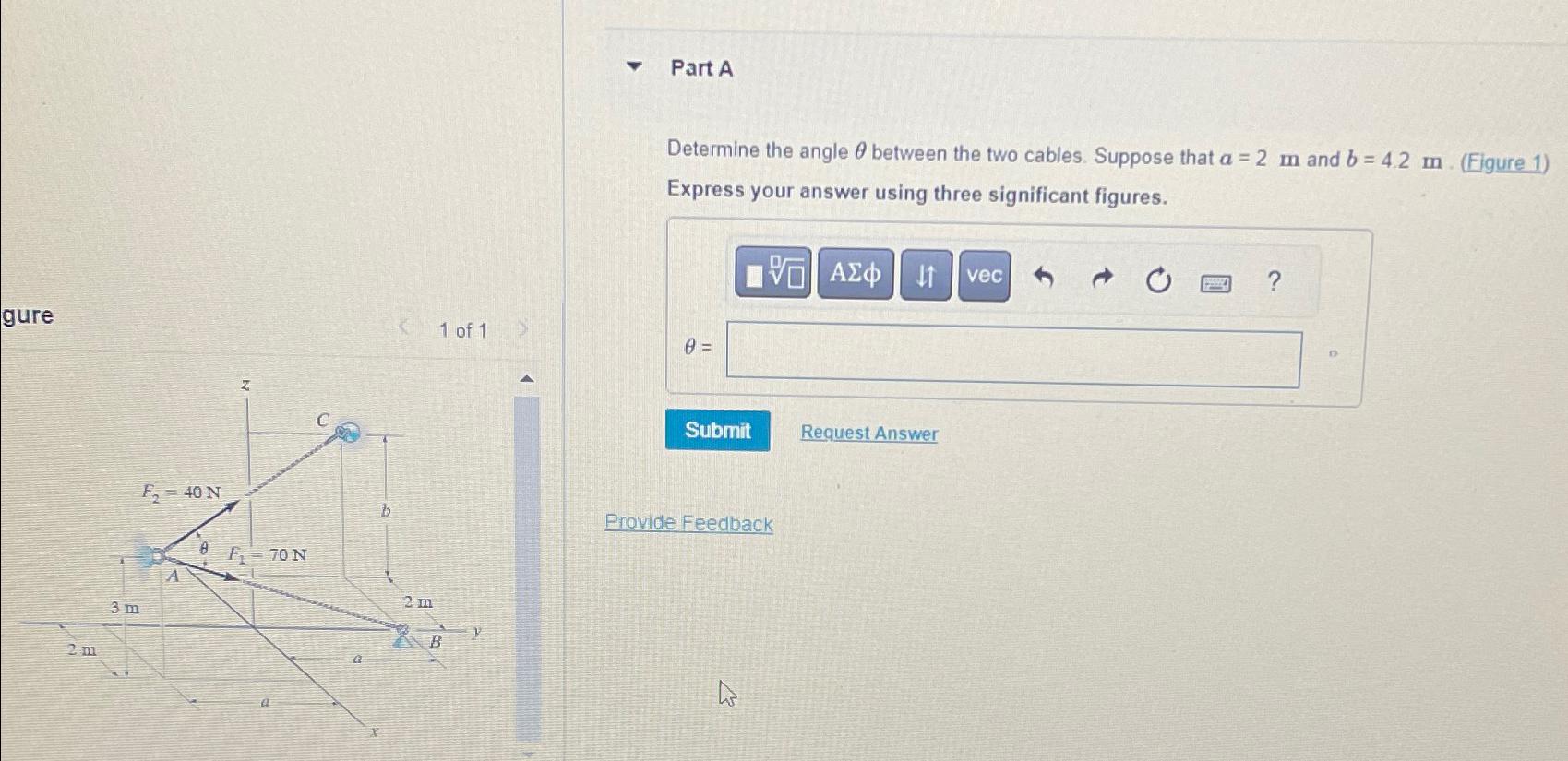 Part A Determine the angle between the two