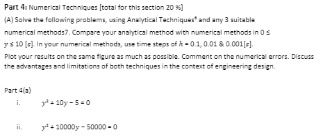 Part 4 : Numerical Techniques [ total for this