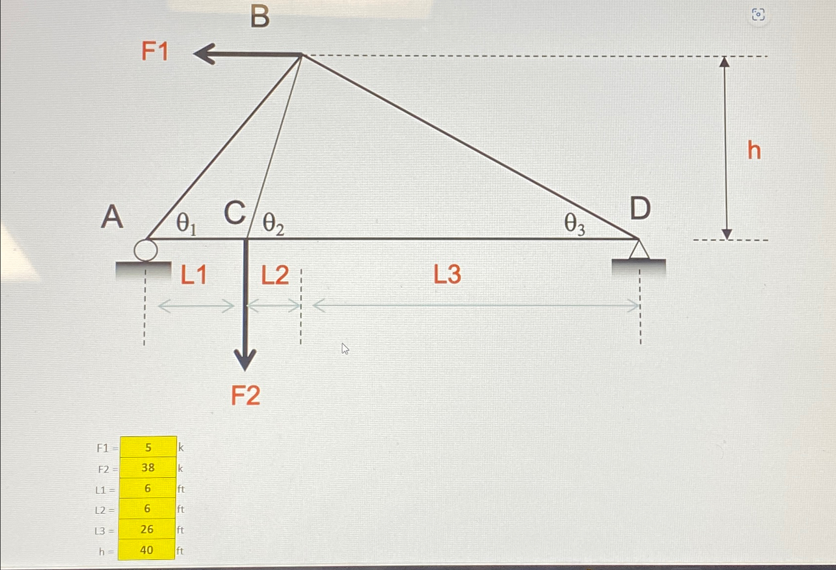 Solve for the internal forces in all memebers.