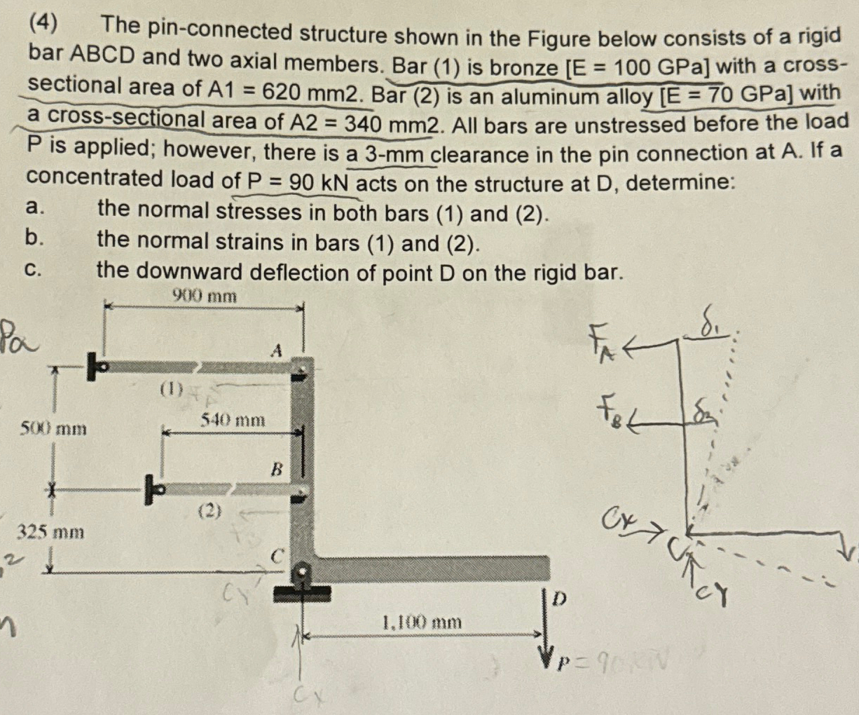 ( 4 ) The pin - connected structure shown in the
