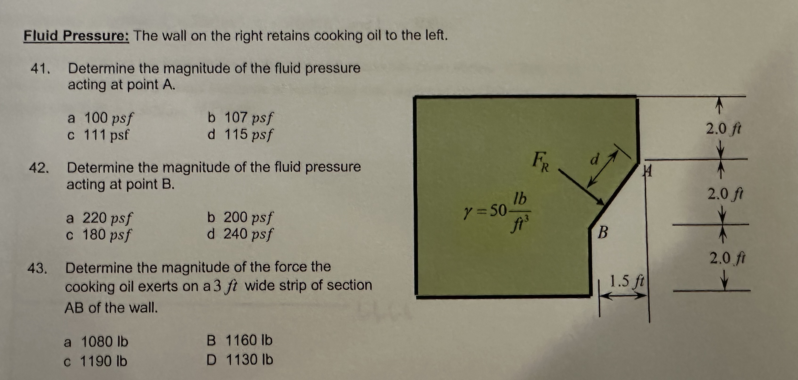 Fluid Pressure: The wall on the right retains