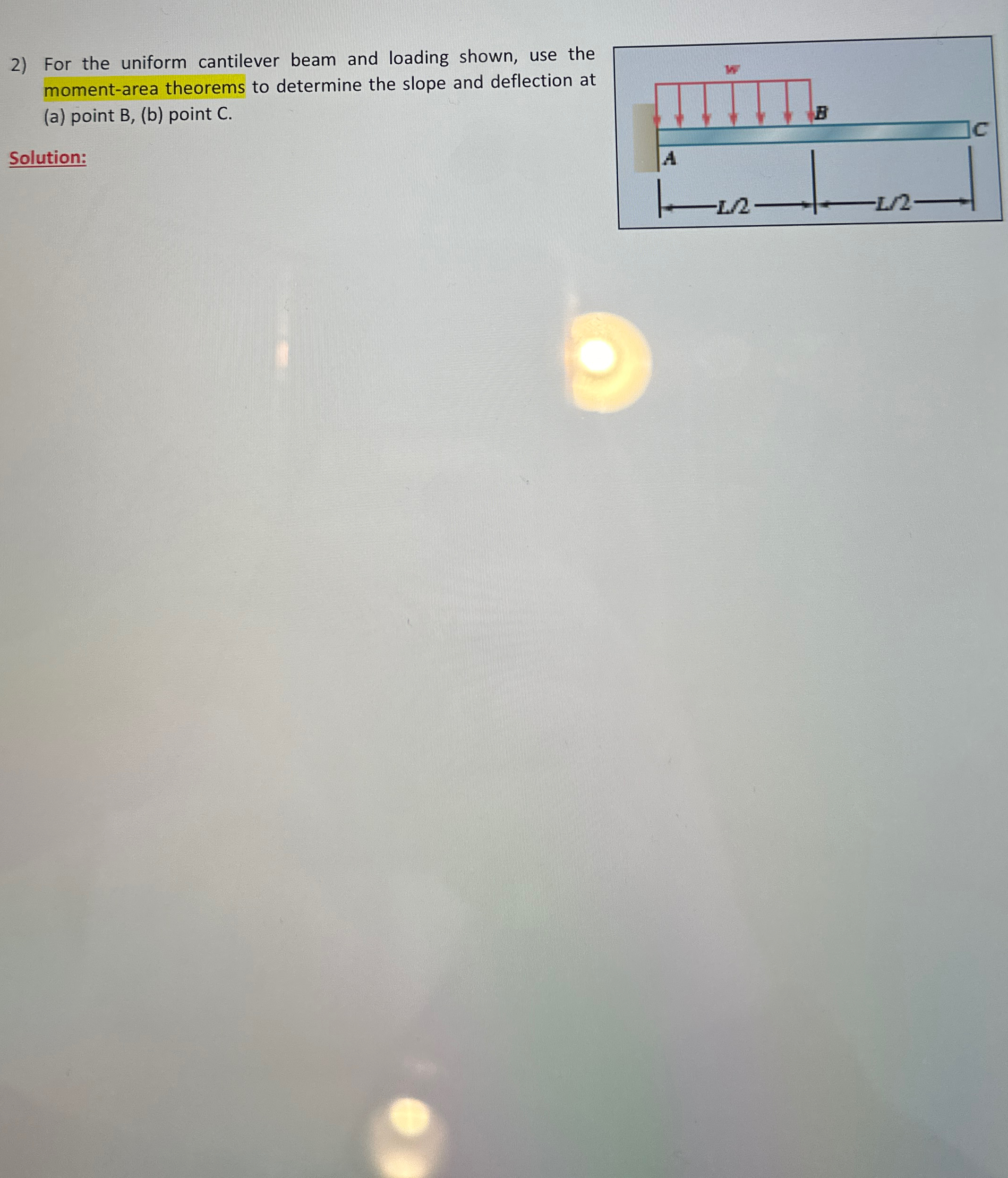 For the uniform cantilever beam and loading