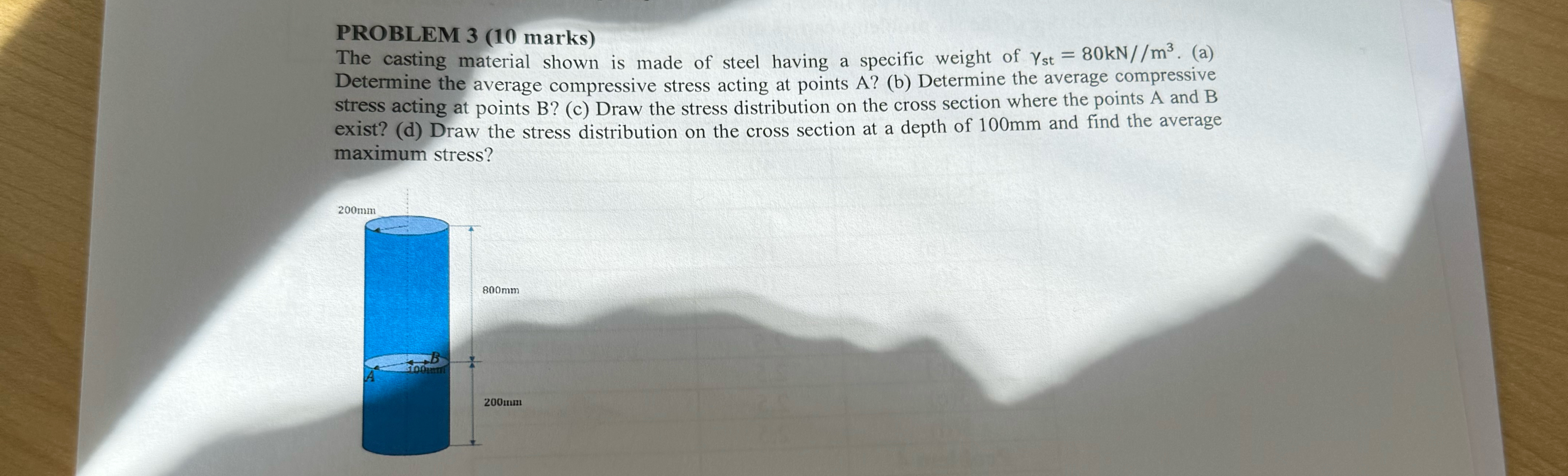 PROBLEM 3 ( 1 0 marks ) The casting material