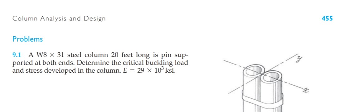 Column Analysis and Design Problems 9 . 1 A W 8 3