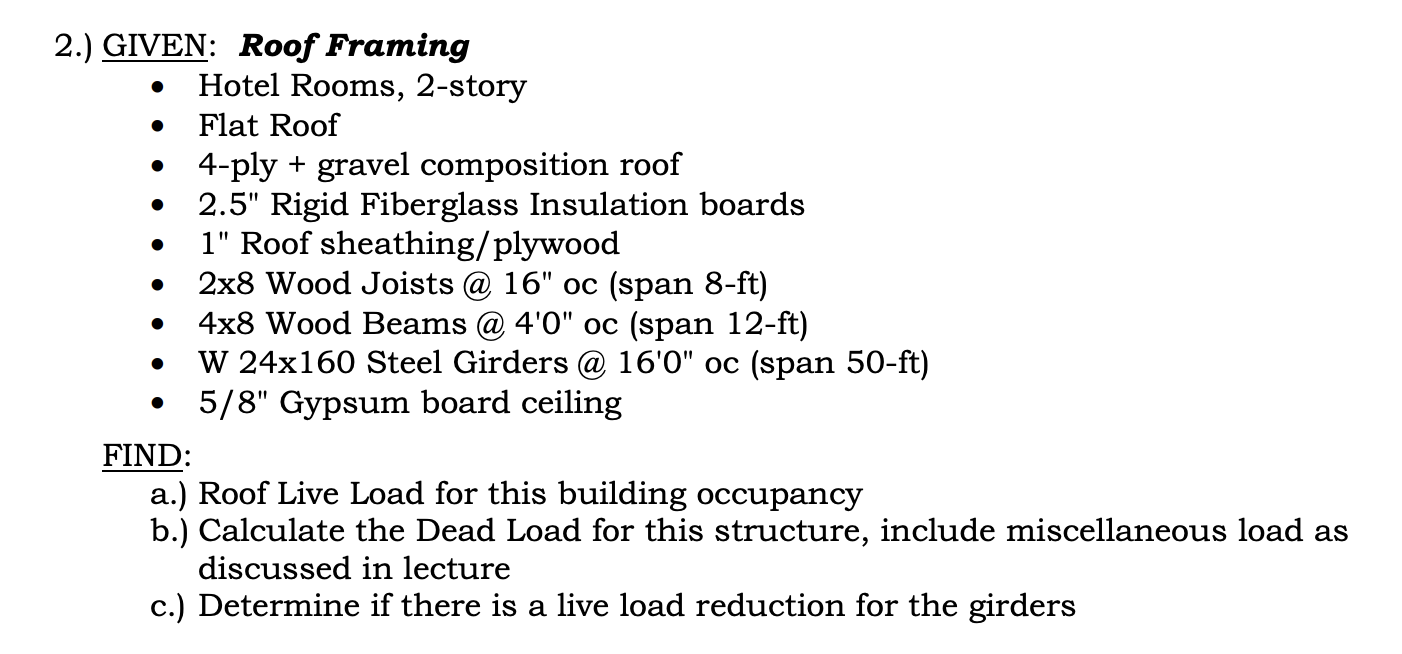 2 . ) GIVEN: Roof Framing - Hotel Rooms, 2 -