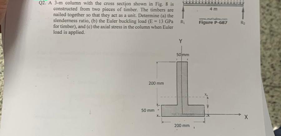 Q 2 . A 3 - m column with the cross section shown