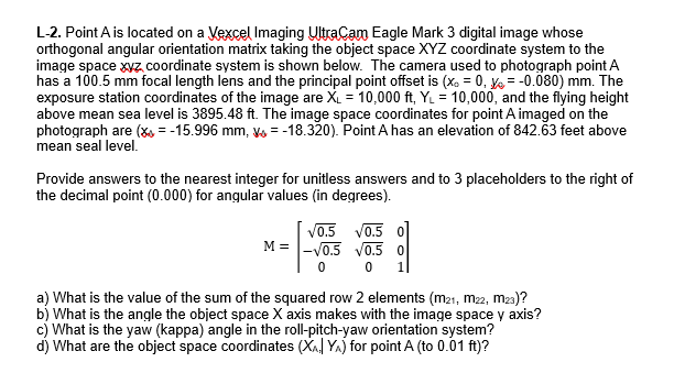 L - 2 . Point A is located on a Vexcel Imaging