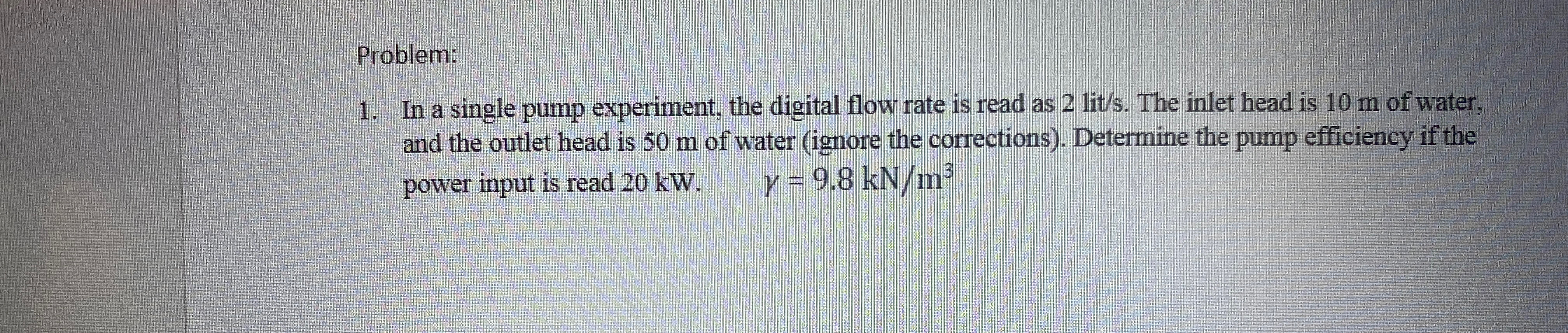 Problem: In a single pump experiment, the digital