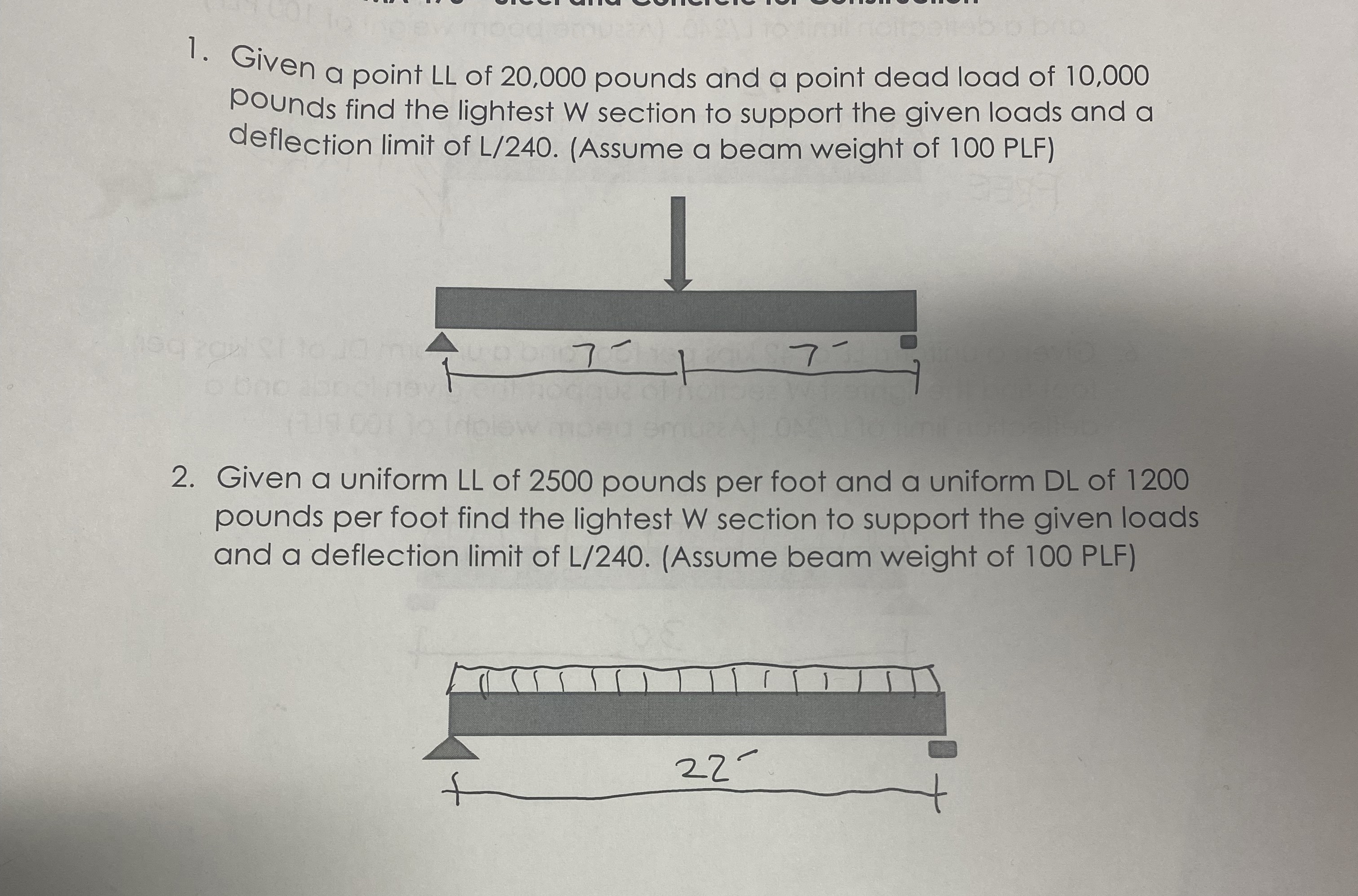 1 . Given a point LL of 2 0 , 0 0 0 pounds and a