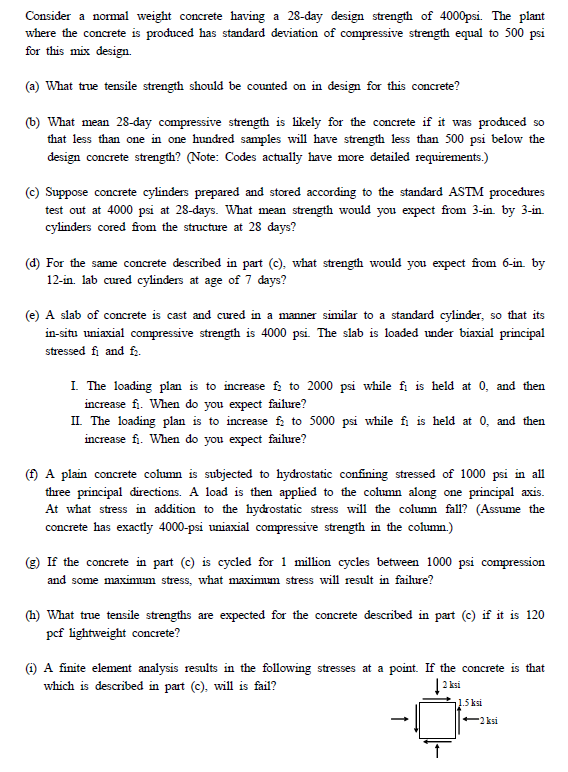 Consider a normal weight concrete having a 2 8 -