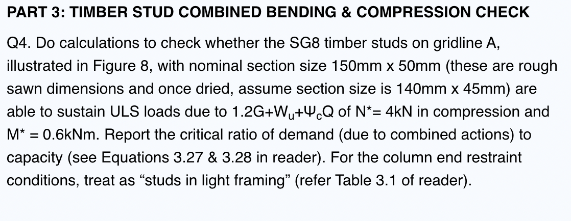 PART 3 : TIMBER STUD COMBINED BENDING &