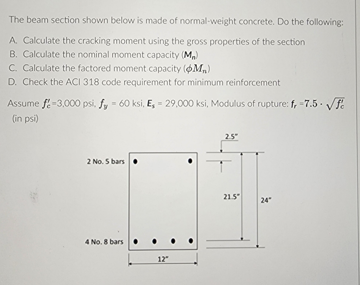 The beam section shown below is made of normal -