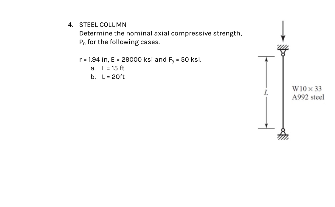 STEEL COLUmN Determine the nominal axial