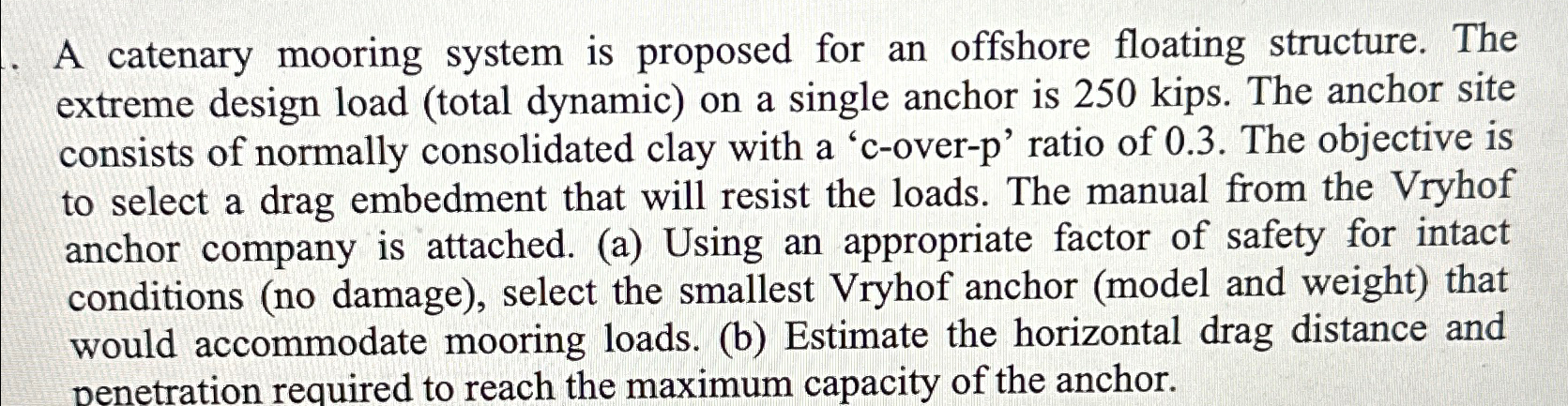 A catenary mooring system is proposed for an