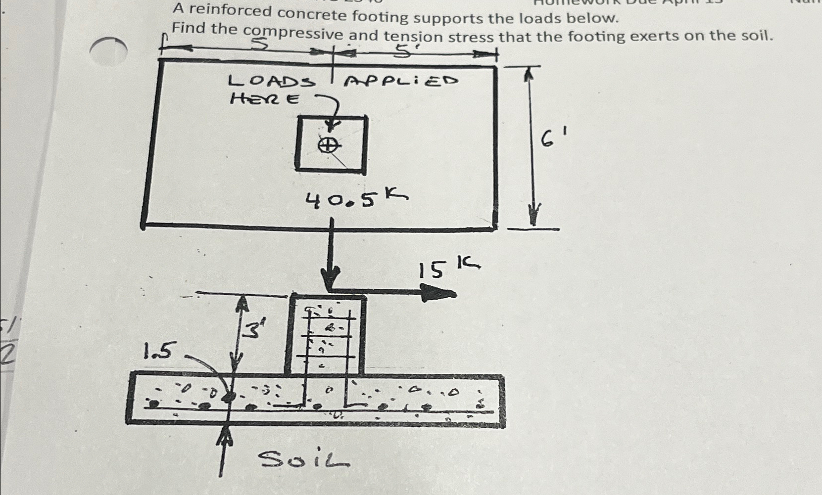 A reinforced concrete footing supports the loads