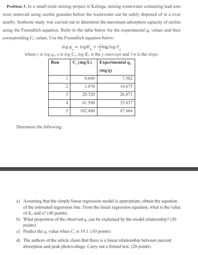 Problem 3 . In a small - scale mining project in