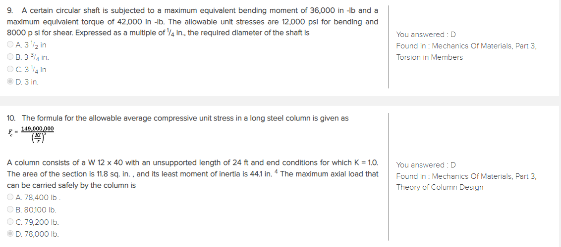 A certain circular shaft is subjected to a