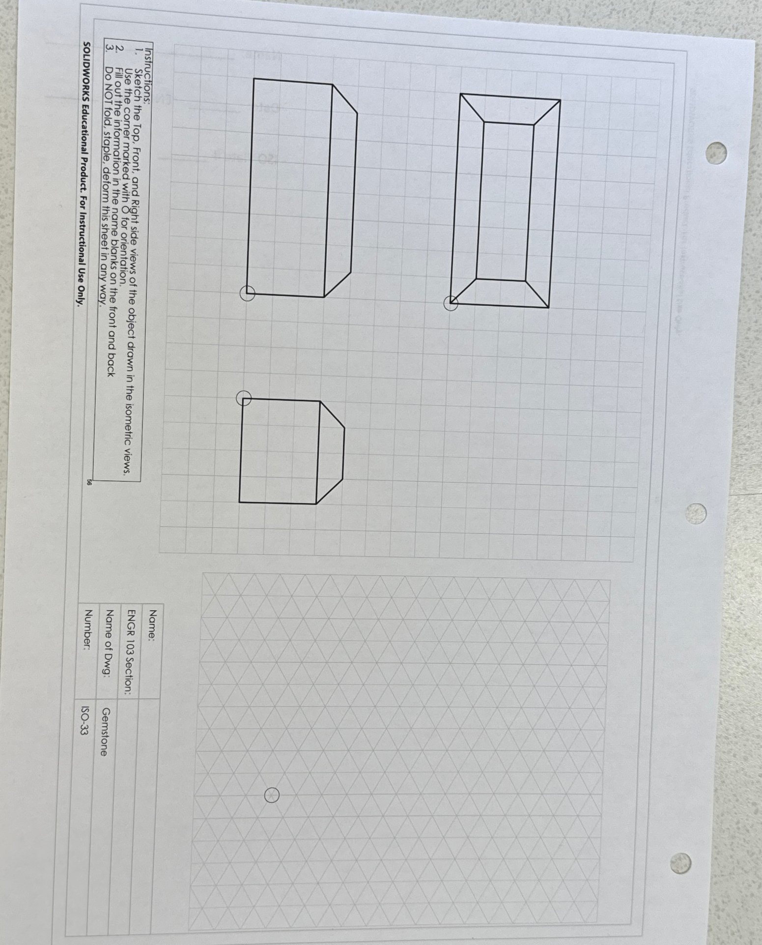 Please draw the Isometric view of this Gemstone 1