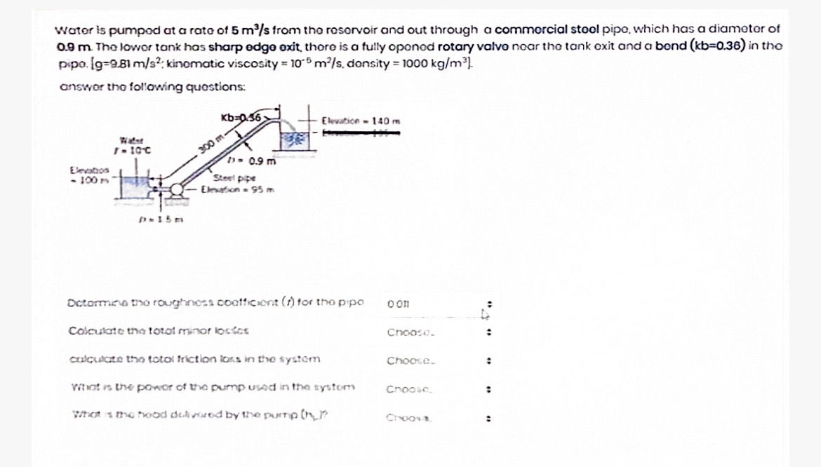 Wator is pumpod at a rate of 5 m 3 s from the