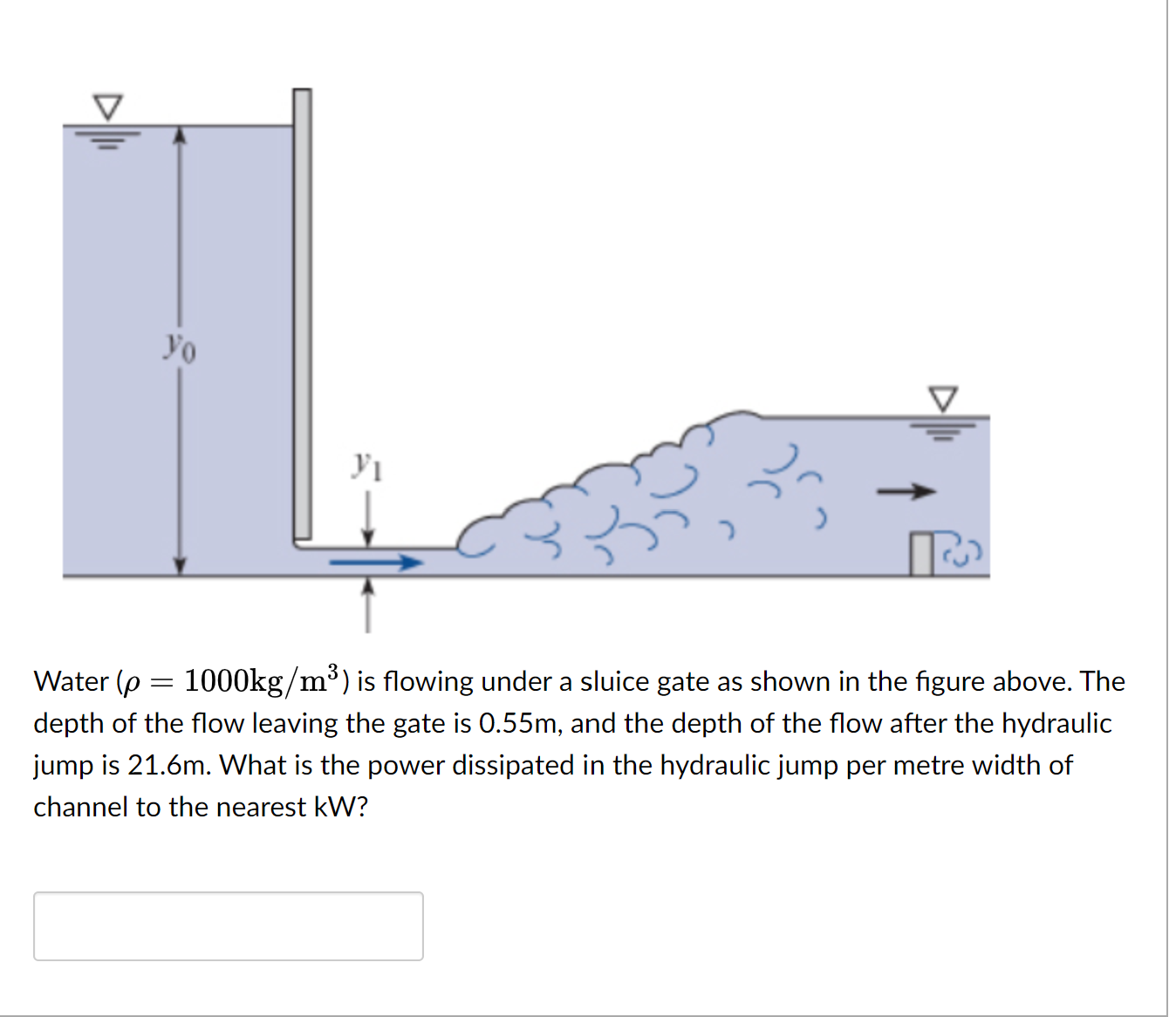 Water ( = 1 0 0 0 k g m 3 ) is flowing under a