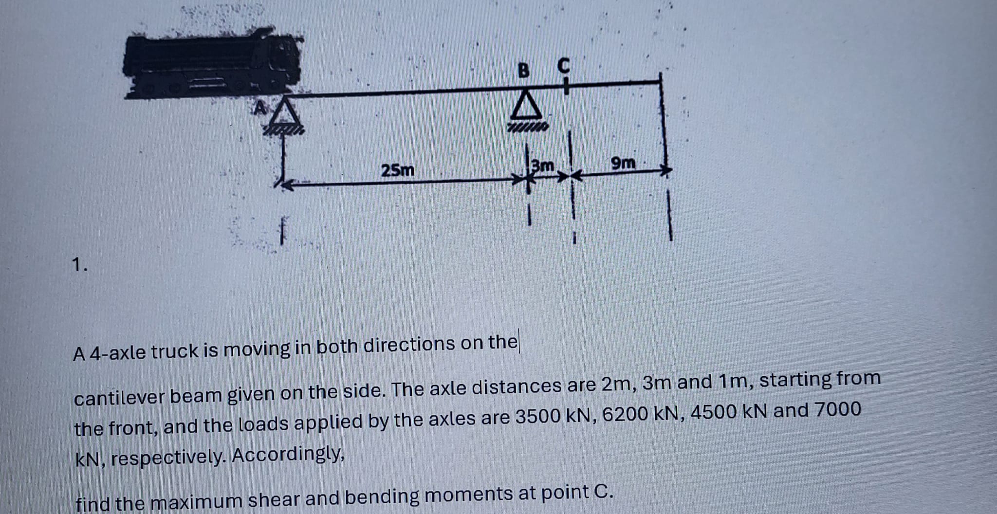 A 4 - axle truck is moving in both directions on