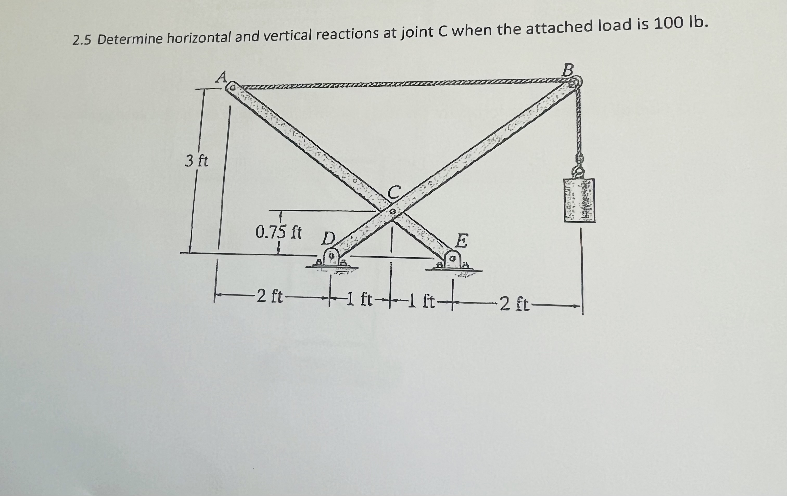 2 . 5 Determine horizontal and vertical reactions