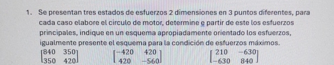 Se presentan tres estados de esfuerzos 2