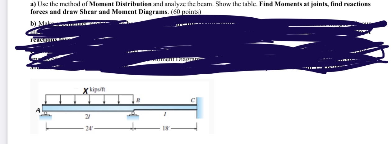 a ) Use the method of Moment Distribution and