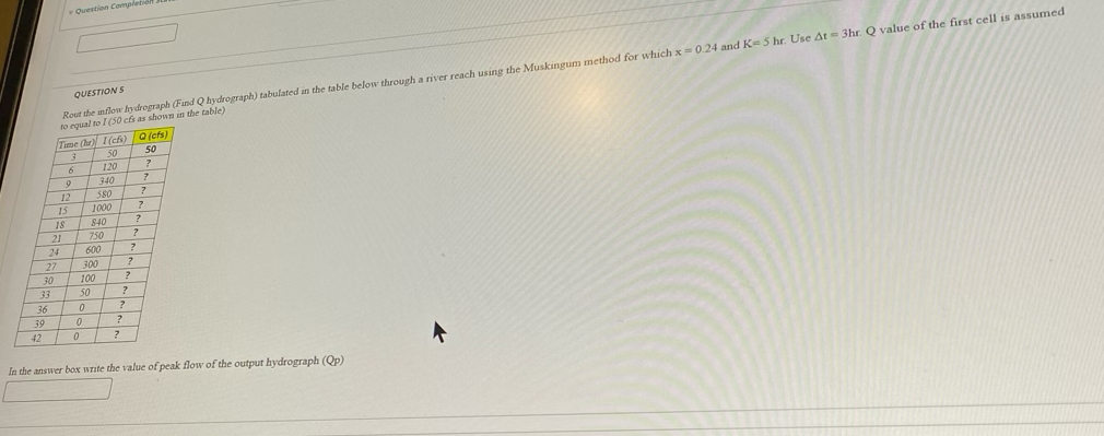 Rout the inflow hydrograph ( Find Q hydrograph )
