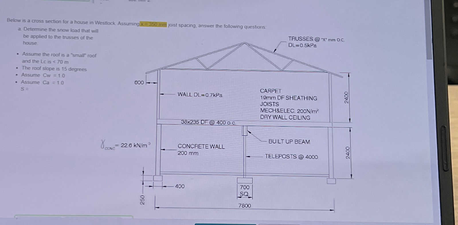 Below is a cross section for a house in Westlock