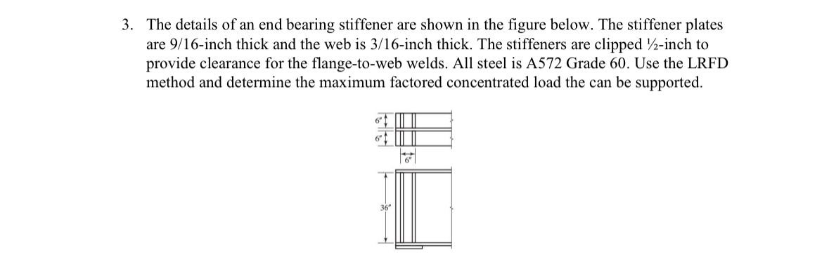 The details of an end bearing stiffener are shown