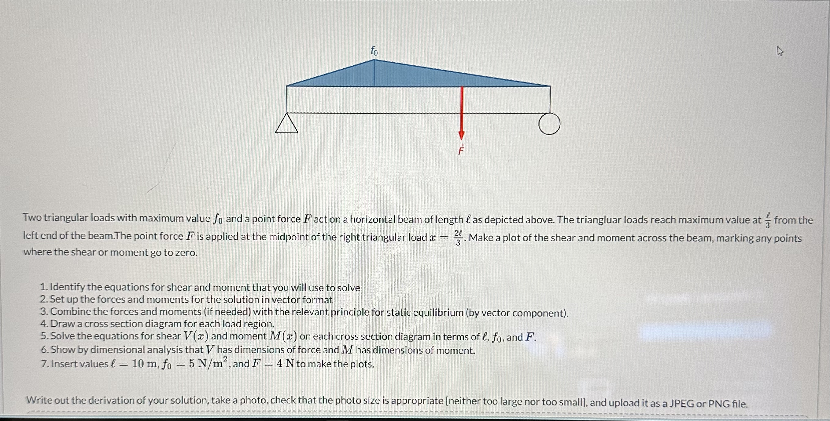 Two triangular loads with maximum value f 0 and a