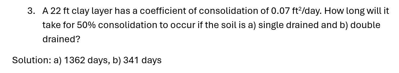 A 2 2 f t clay layer has a coefficient of