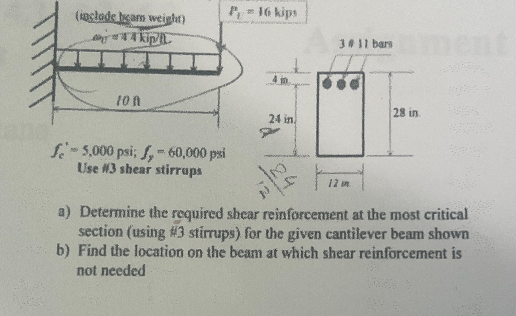 f e ' = 5 , 0 0 0 ; f y = 6 0 , 0 0 0 psi Use 1 1