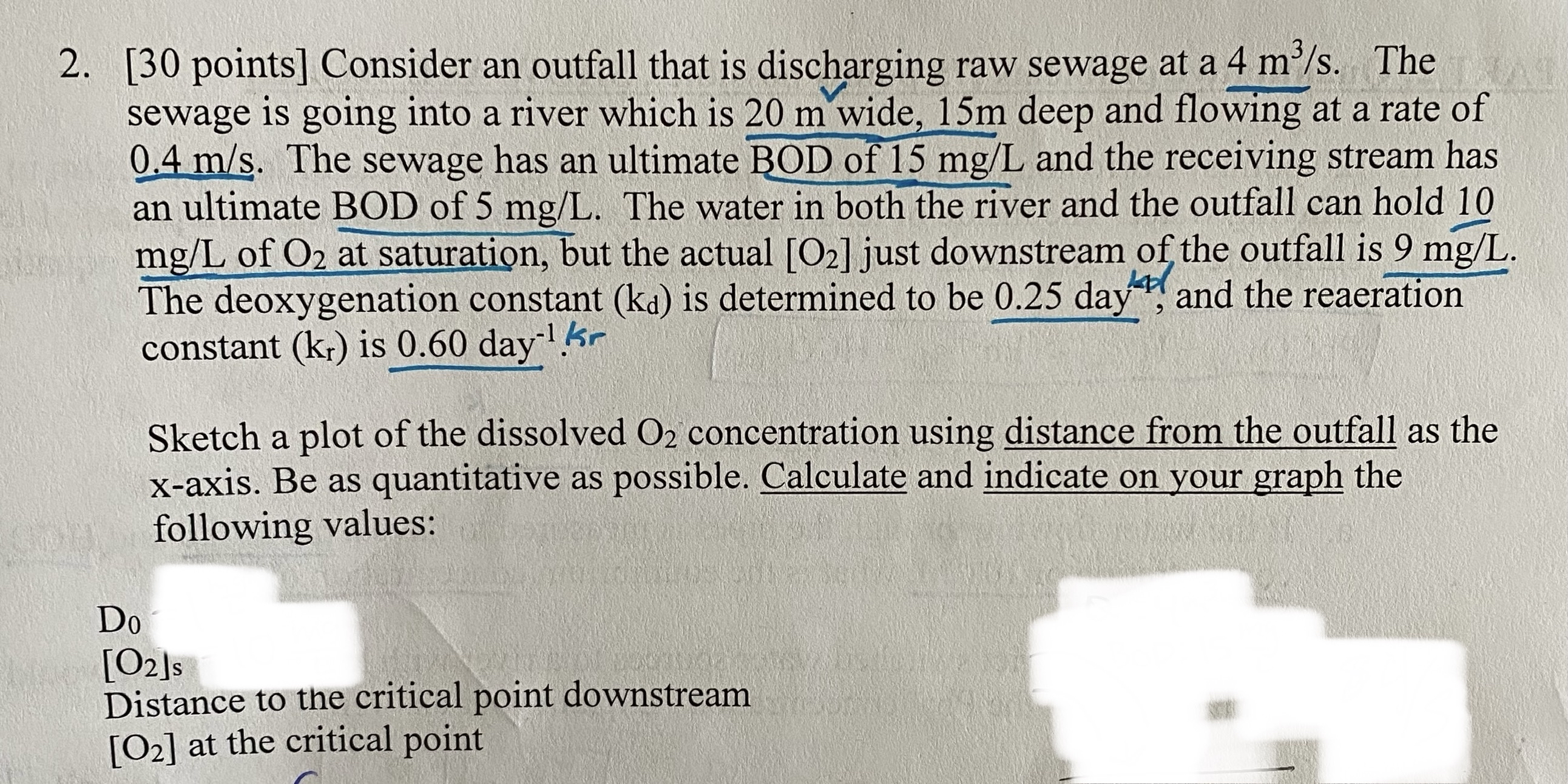 [ 3 0 points ] Consider an outfall that is