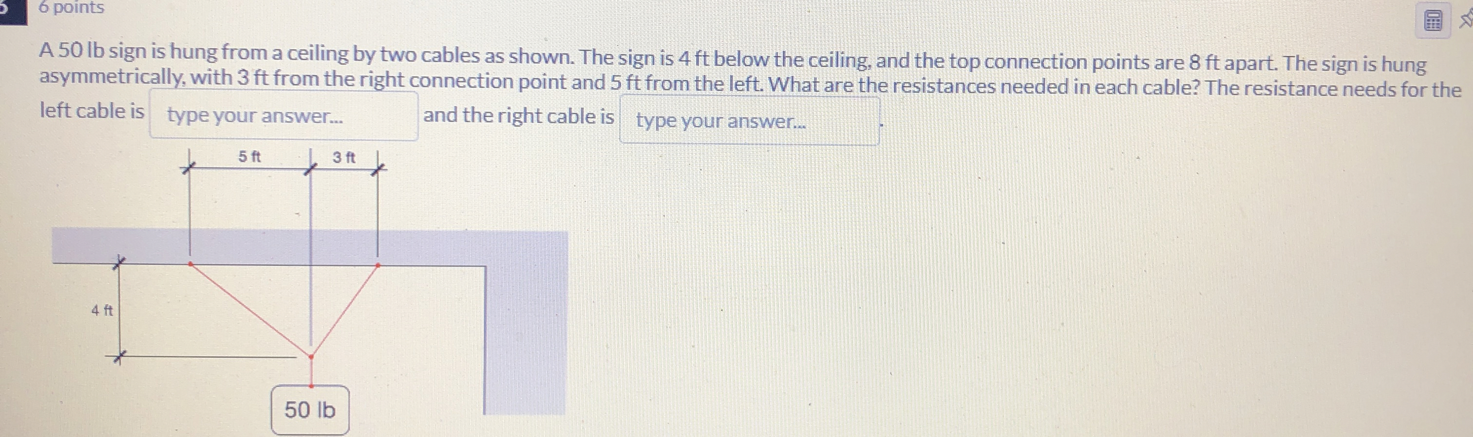 6 points A 5 0 lb sign is hung from a ceiling by