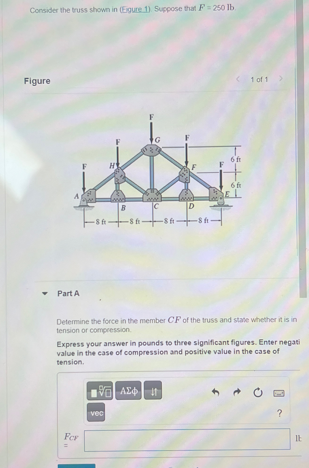 Consider the truss shown in ( Figure 1 ) .